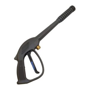 High-pressure washer gun with a long nozzle and a trigger handle on a white background.