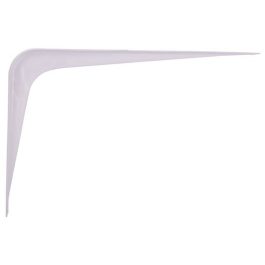 A simple white shelf bracket on a plain background.