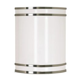 A plain white cylindrical container with metallic trim on a white background.