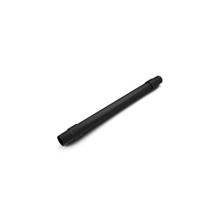 Black tactical pen lying on a white background.