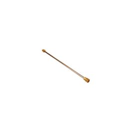 Gold-colored metal rod with threaded end, isolated on a white background.