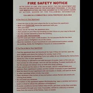 SIGN FIRE SAFETY COMBUSTIBLE