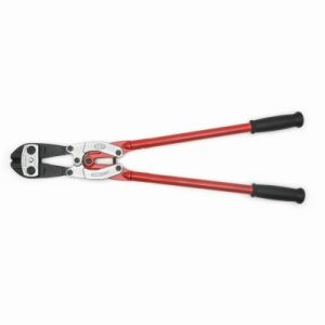 a red and black bolt cutter