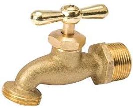 a close-up of a brass faucet