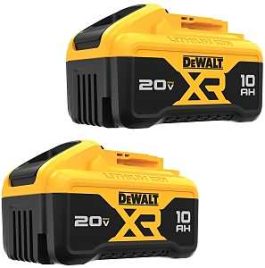 Two DeWalt 20V XR 10Ah rechargeable battery packs.