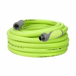 a coiled green hose with nozzles