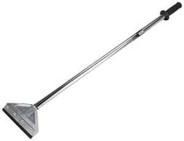 A metal carpet cleaner wand with a grip handle and triangular head on a white background.