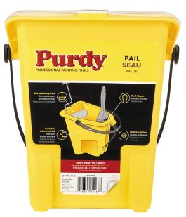 a yellow bucket with a label