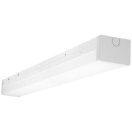 A modern white LED strip light fixture against a plain background.