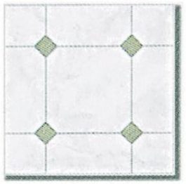 White ceramic tiles with diamond pattern and green accents.