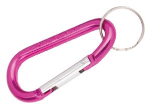 a close-up of a pink keychain