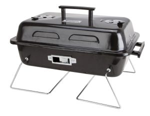 a black portable barbecue grill