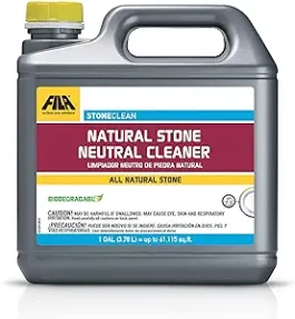 A bottle of natural stone neutral cleaner by FILA.
