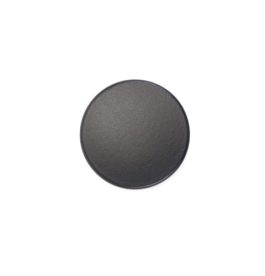 A simple black round object centered on a white background.