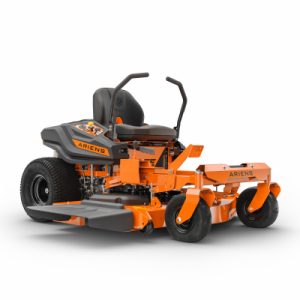 Orange Ariens zero-turn lawn mower on a white background.