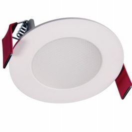 A white round tortilla press with red handles on a white background.