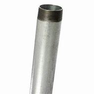 Metal pipe with threaded end on a white background.