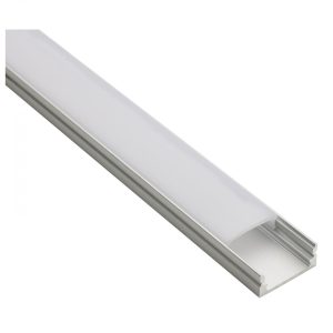 White LED strip light channel diffuser on a white background.