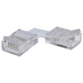 Two transparent RJ45 Ethernet connectors connected by a flat, white cable.
