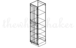 Wireframe outline of a five-shelf bookcase.