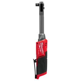 A red and black Milwaukee cordless rivet tool on a dark background.