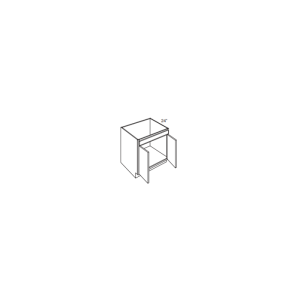 Technical line drawing of a simple nightstand with dimensions labeled as 24 inches.