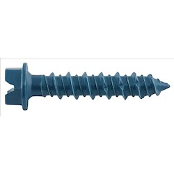 Blue plastic wall anchor for screws on a white background.