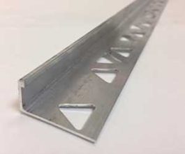 Close-up view of a metal angle bracket with triangular cut-outs on a white background.