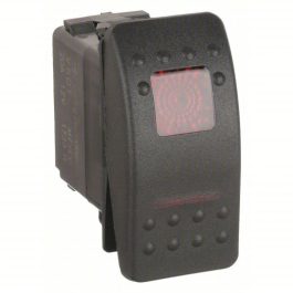Black plastic device, possibly an electronic sensor, with a red illuminated pattern on the front.