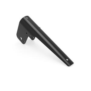 Black metal shelf bracket on a white background.