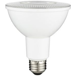 LED light bulb with a white base on a clean background.