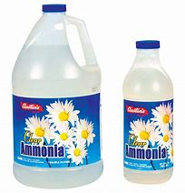 Two bottles of branded ammonia cleaning solution with daisy flower labels.