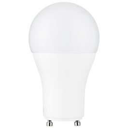 A white LED light bulb with a GU10 base on a plain background.