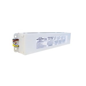 Electronic ballast for lighting with wiring diagrams and specifications on the label.