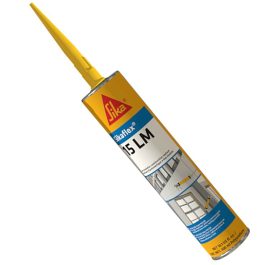 Tube of Sikaflex 15LM sealant with nozzle on white background.