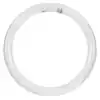 A plain white circular object on a white background.