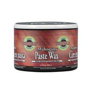 A can of Trewax Mahogany Paste Wax with natural carnauba on white background.