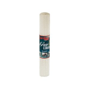 Roll of non-adhesive grip shelf liner on a white background.