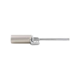 A ratchet head with an attached long handle isolated on a white background.