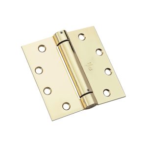 Gold door hinge on a white background.
