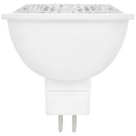 A white LED light bulb with two-pin base isolated on a white background.