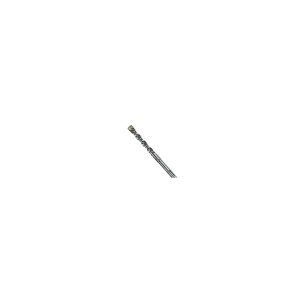 A black and silver drill bit isolated on a white background.