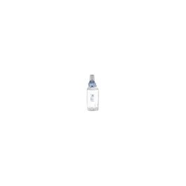 A small transparent spray bottle with a blue nozzle on a white background.