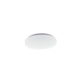 White, round ceiling light fixture isolated on a white background.