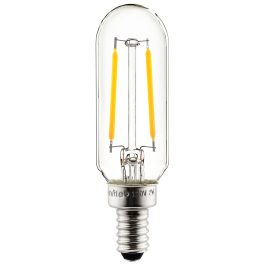 LED filament light bulb on a white background.