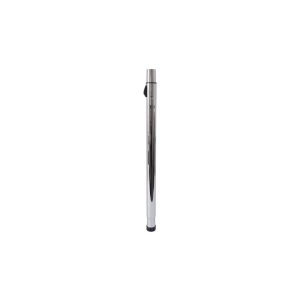 Elegant silver pen with a clip on a white background.