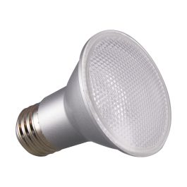 LED light bulb with a silver base and textured white surface, isolated on a white background.