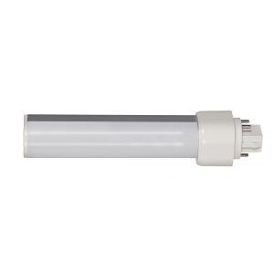 A fluorescent tube light bulb on a white background.