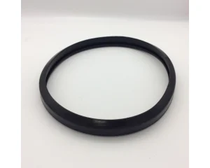 Black rubber O-ring on a white background.