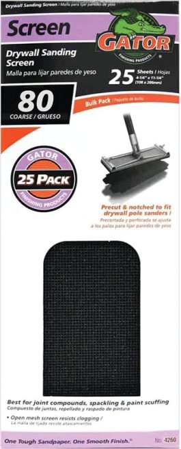 Packaging image of a Gator brand 80 coarse drywall sanding screen, 25-pack.